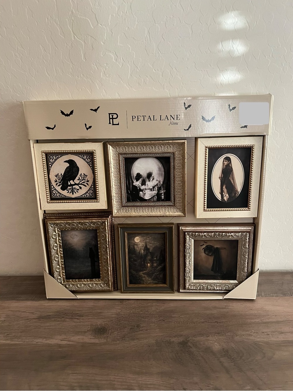 Petal Lane Halloween Gothic Witch Skeleton Wall Art 6pc Set - Black & Gold